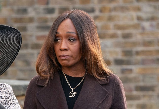 Denise looks sad in EastEnders