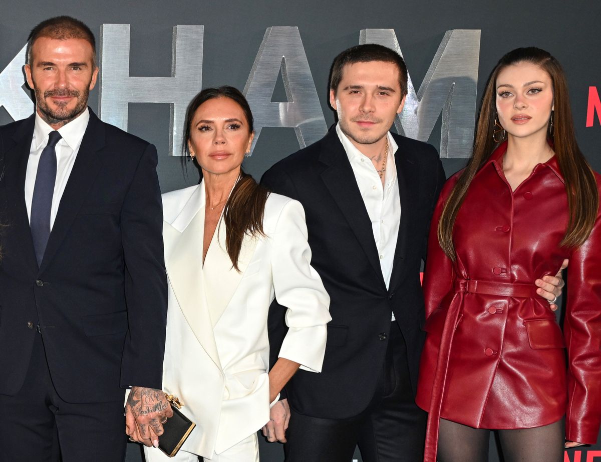 David and Victoria Beckham with son Brooklyn Beckham and Nicola Peltz