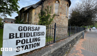 A polling station in Radyr, Cardiff