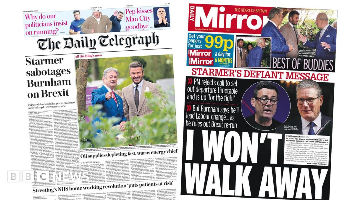 The headline on the front page of the Daily Telegraph reads: "Starmer sabotages Burnham on Brexit".