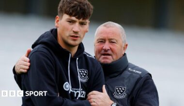 Henry Crocombe with Sussex head coach Paul Farbrace
