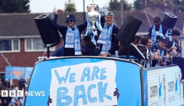 Thousands cheer Coventry City's Premier League promotion parade