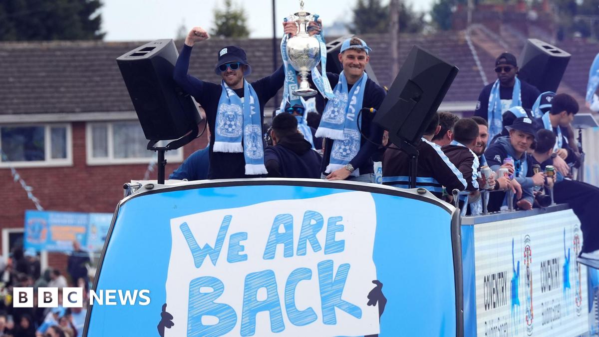 Thousands cheer Coventry City's Premier League promotion parade
