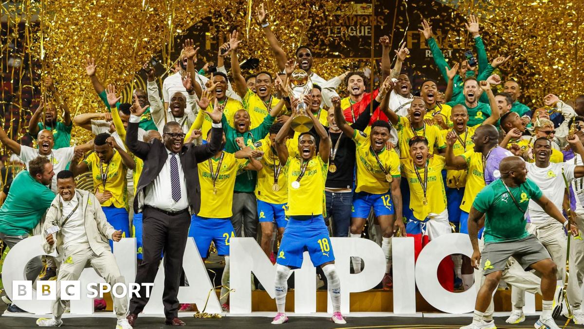 Mamelodi Sundowns celebrate with the African Champions League trophy