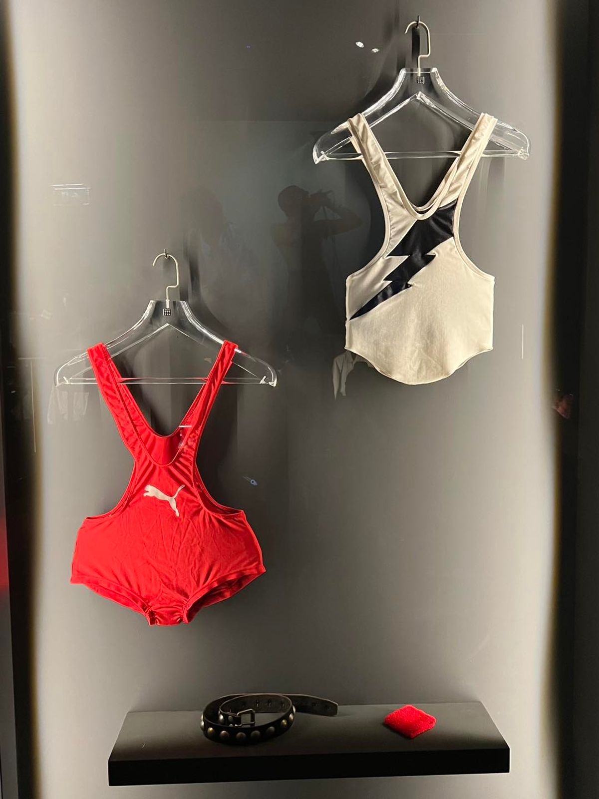 A selection of risqué gym tops worn by Freddie on stage over the years.