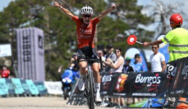 Yara Kastelijn (Fenix-Premier Tech) celebrates winning the final stage and general classification of the 11th Vuelta a Burgos Feminas 2026, at Lagunas de Neila, Spain. (Photo by Szymon Gruchalski/Getty Images)