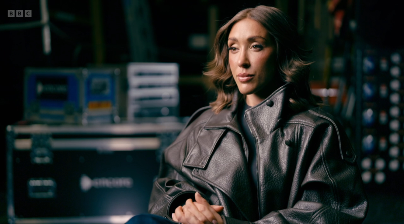 Shona Manderson wearing a brown leather jacket.