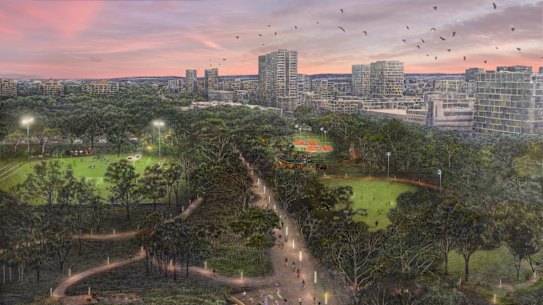 The plans include a sports field and exercise tracks with lighting on the main routes to boost safety.