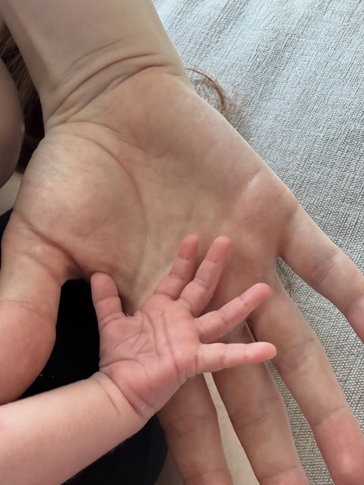 The tot was born two weeks early