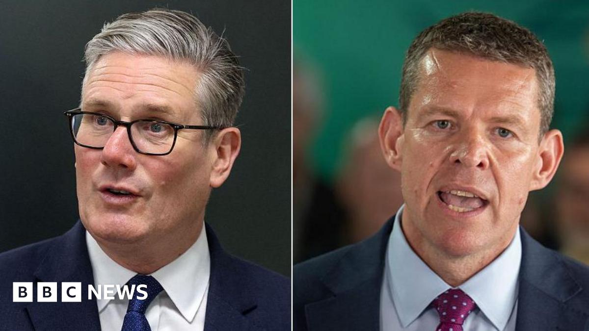 A composite picture of separate head and shoulder-framed images of Sir Keir Starmer and Rhun ap Iorwerth placed side-by-side. Both are wearing dark suit jackets. light shirts and ties. Sir Keir is wearing spactacles.
