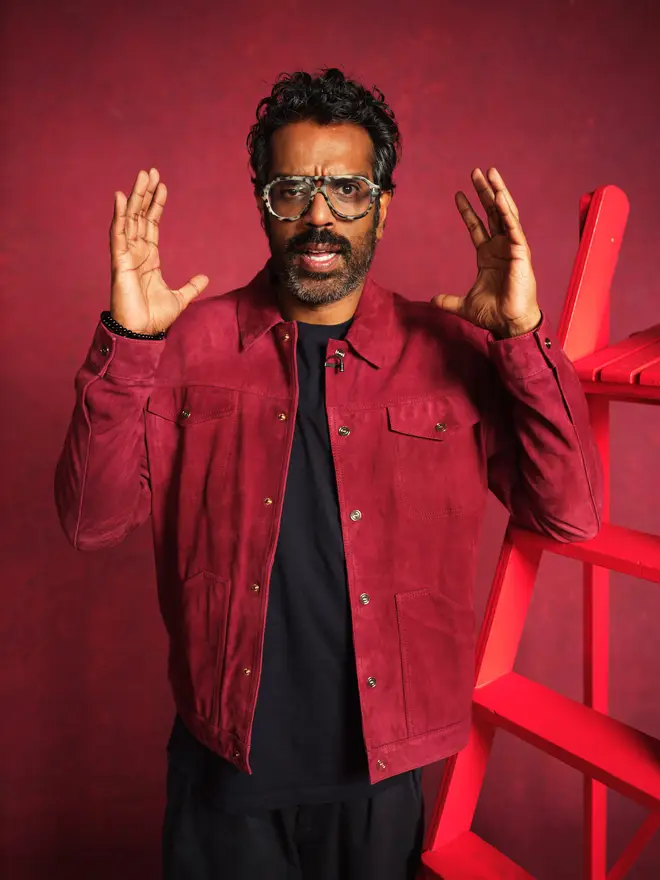 Comedian Romesh Ranganathan co-hosts Rob and Romesh Vs alongside Traitors co-star Rob Beckett.