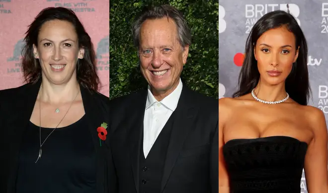 Among the star-studded cast are (L to R) comedian Miranda Hart, actor Richard E. Grant and presenter Maya Jama.