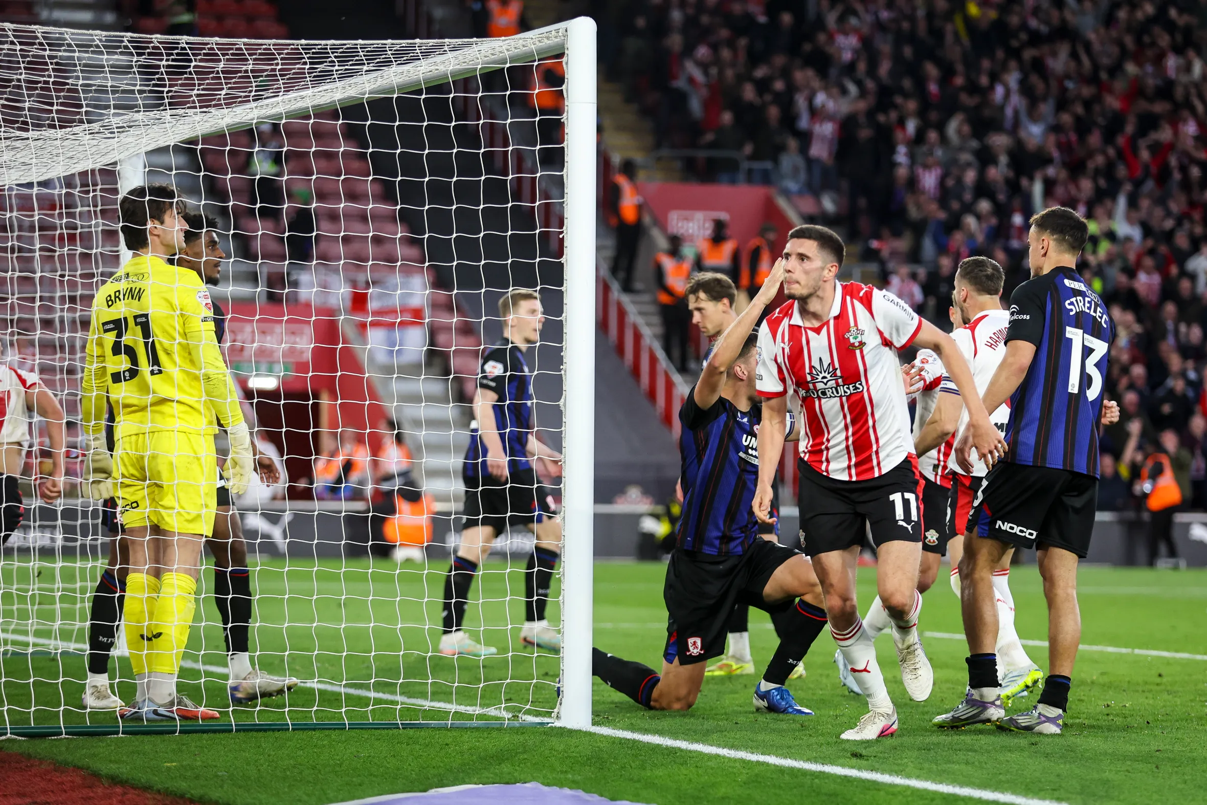 Ross Stewart of Southampton celebrates after scoring a goal against Middlesbrough.