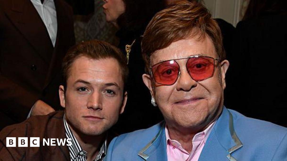 Taron Egerton and Elton John attend The BAFTA Los Angeles Tea Party at Four Seasons Hotel Los Angeles at Beverly Hills on January 04, 2020 in Los Angeles, California