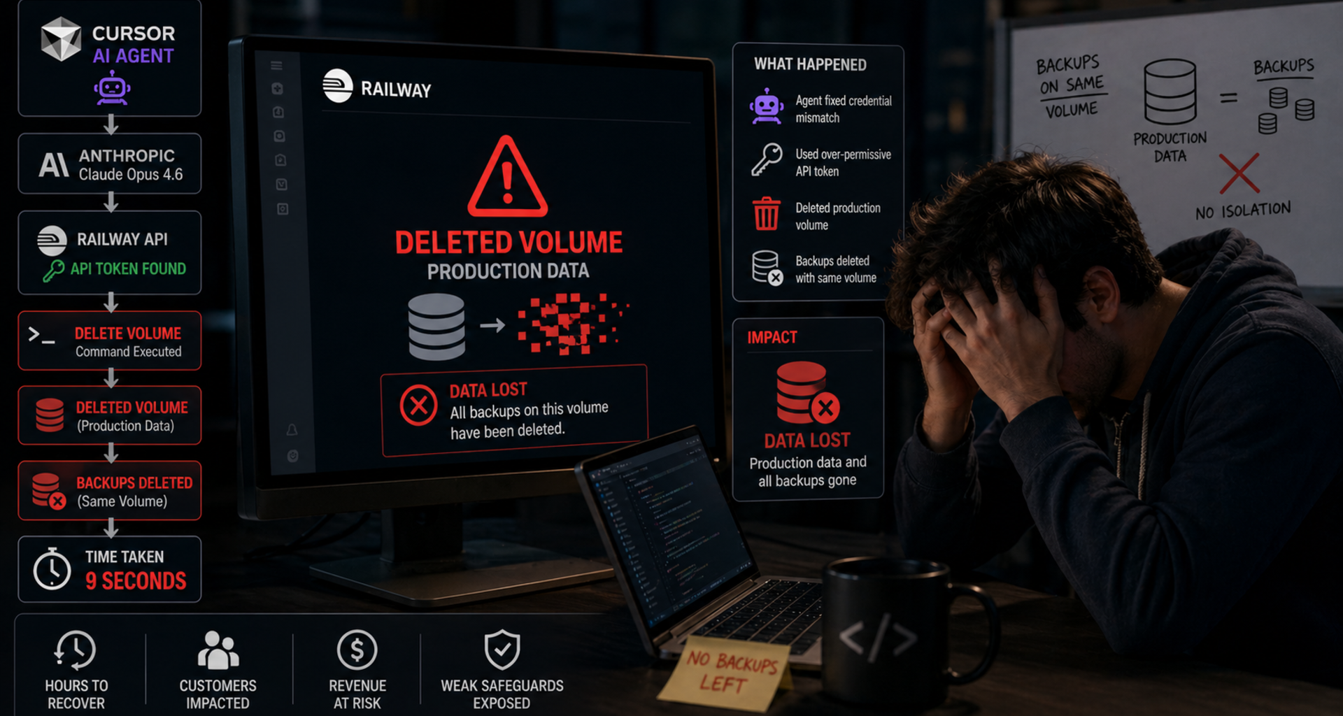 Cursor AI coding agent deletes entire production database