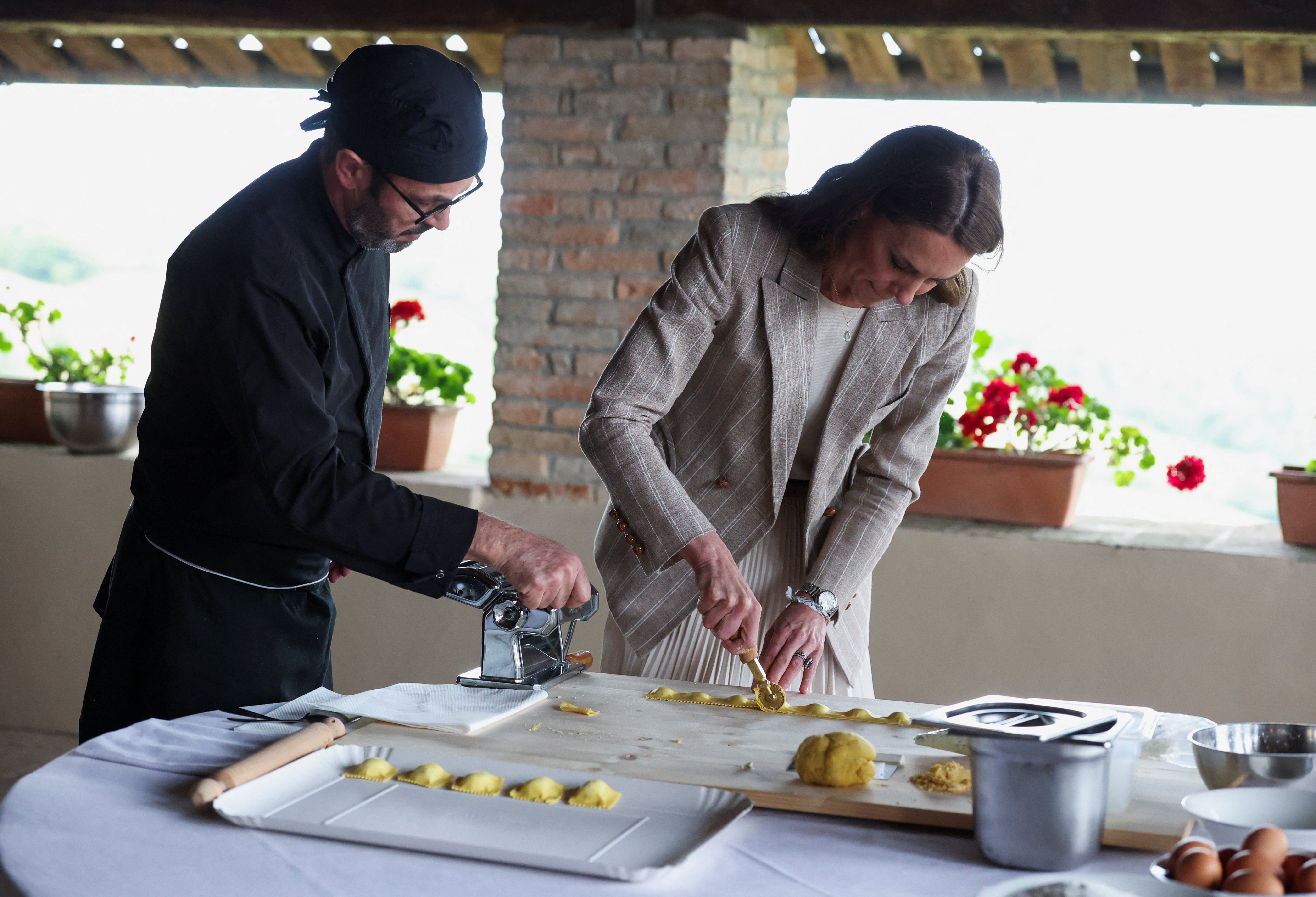 The Princess of Wales helps prepare lunch at rural Agriturismo ‘Al Vigneto’ in Reggio Emilia