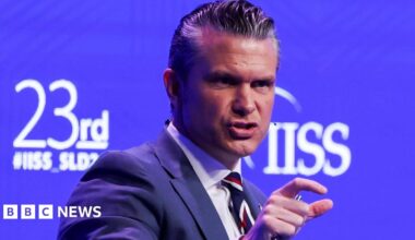 U.S. Secretary of Defense Pete Hegseth speaks at the IISS Shangri-La Dialogue security summit in Singapore, May 30, 2026