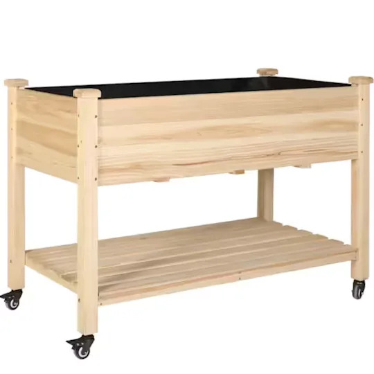 VEIKOUS, Cedar Rolling Raised Bed