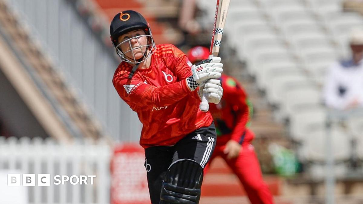 The Blaze batter Tammy Beaumont looks on after a shot againt Lancashire Thunder at Emirates Old Trafford