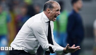 AC Milan head coach Massimiliano Allegri reacts during the Serie A match against Cagliari