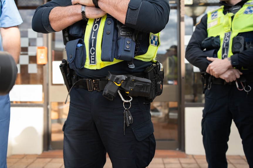 Taser in holster of police officer