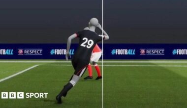 VAR offside decision showing Jule Brand to be played onside by Lotte Wubben Moy