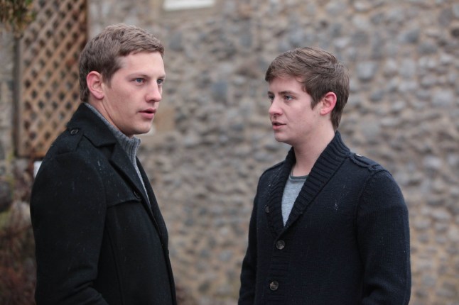 TELEVISION PROGRAMME: EMMERDALE with Nathan Wylde as LYNDON OGBOURNE and Ryan Lamb as JAMES SUTTON. An angry Nathan Wylde [LYNDON OGBOURNE] tells Ryan Lamb [JAMES SUTTON] that he won't see a penny of Mark's money if that's what he's sticking around for. From ITV STRICT EMBARGO -TV Listings Magazines Tuesday 2 February 2010, Weekly Newspapers Thursday 4 February 2010 and Daily Newspapers & Websites Saturday 6 February 2010 Emmerdale - Ep 5531 Friday 12 February 2010 - 8.00pm An angry Nathan Wylde [LYNDON OGBOURNE] tells Ryan Lamb [JAMES SUTTON] that he won't see a penny of Mark's money if that's what he's sticking around for. Picture contact: david.crook@itv.com on 0161 952 6214 Photographer: Matt Frost This photograph is (C) ITV Plc and can only be reproduced for editorial purposes directly in connection with the programme or event mentioned above, or ITV plc. Once made available by ITV plc Picture Desk, this photograph can be reproduced once only up until the transmission [TX] date and no reproduction fee will be charged. Any subsequent usage may incur a fee. This photograph must not be manipulated [excluding basic cropping] in a manner which alters the visual appearance of the person photographed deemed detrimental or inappropriate by ITV plc Picture Desk. This photograph must not be syndicated to any other company, publication or website, or permanently archived, without the express written permission of ITV Plc Picture Desk. Full Terms and conditions are available on the website www.itvpictures.com