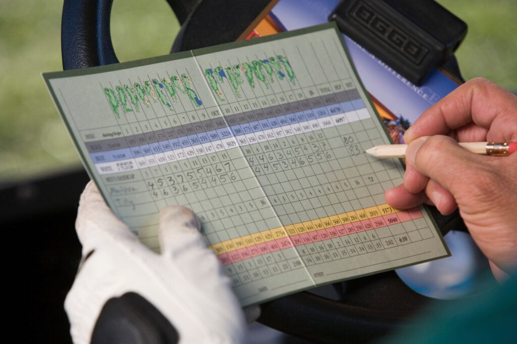 Golfer Marking Score on Scorecard | Source: Getty Images
