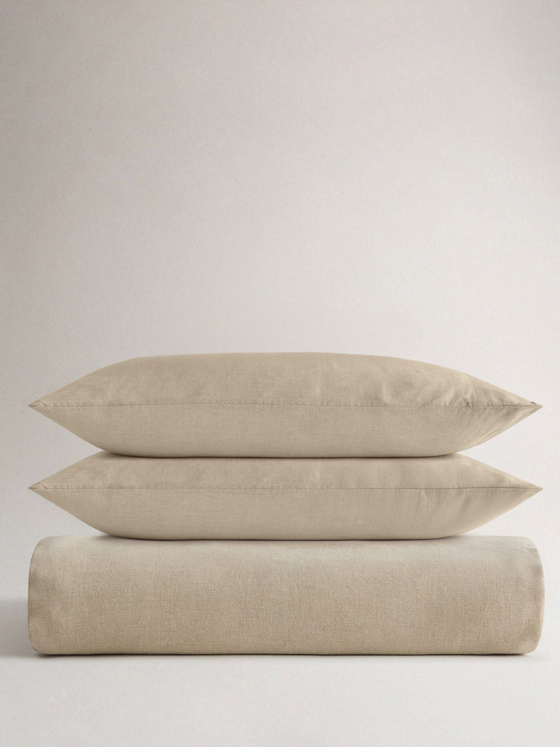 Relaxed &amp; Refined Linen Duvet Set - Natural - Uk Double / Standard