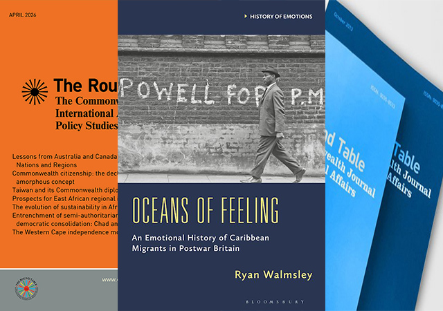Book Review - Oceans of Feeling: An Emotional History of Caribbean Migrants in Postwar Britain. picture shows book and journal covers