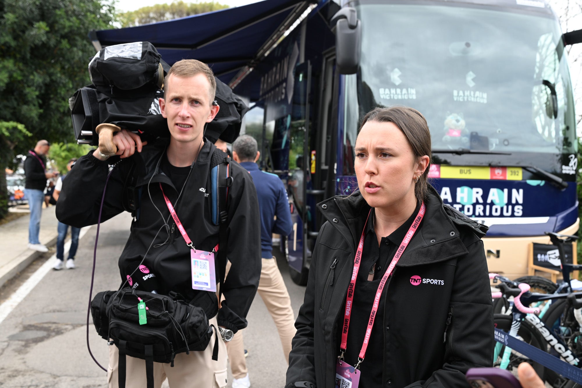 Hannah Walker and her team preparing for the pit-walk