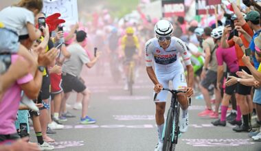 PIEVE DI SOLIGO, ITALY - MAY 28: Afonso Eulalio of Portugal and Team Bahrain - Victorious - White Best Young Rider Jersey competes climbing the Muro di Ca&amp;apos; del Poggio (241m) during the 109th Giro d&amp;apos;Italia 2026, Stage 18 a 171km stage from Fai della Paganella to Pieve di Soligo / #UCIWT / on May 28, 2026 in Pieve di Soligo, Italy. (Photo by Tim de Waele/Getty Images)
