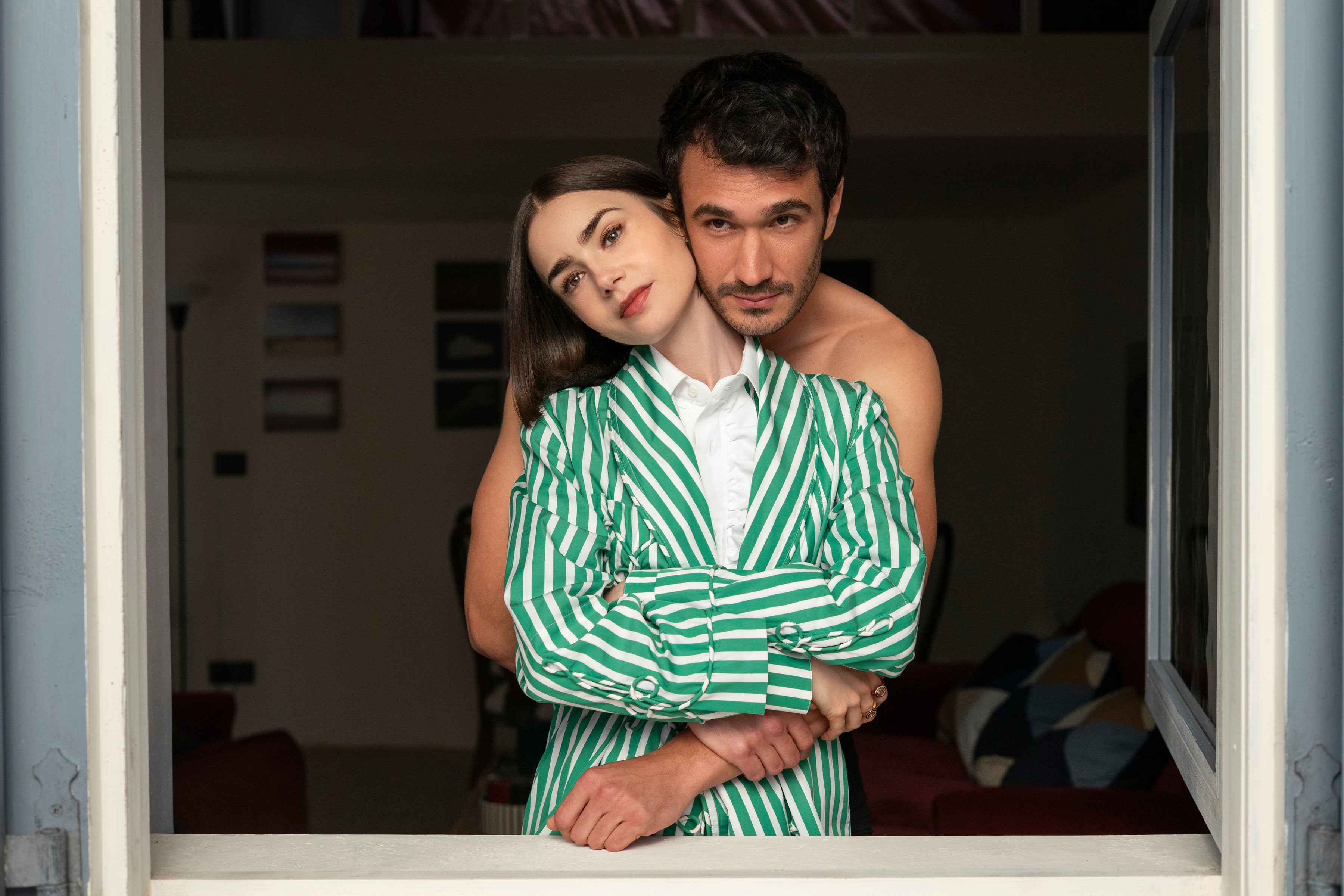 Emily (Lily Collins) with her Italian beau Marcello (Eugenio Franceschini) in the fifth season