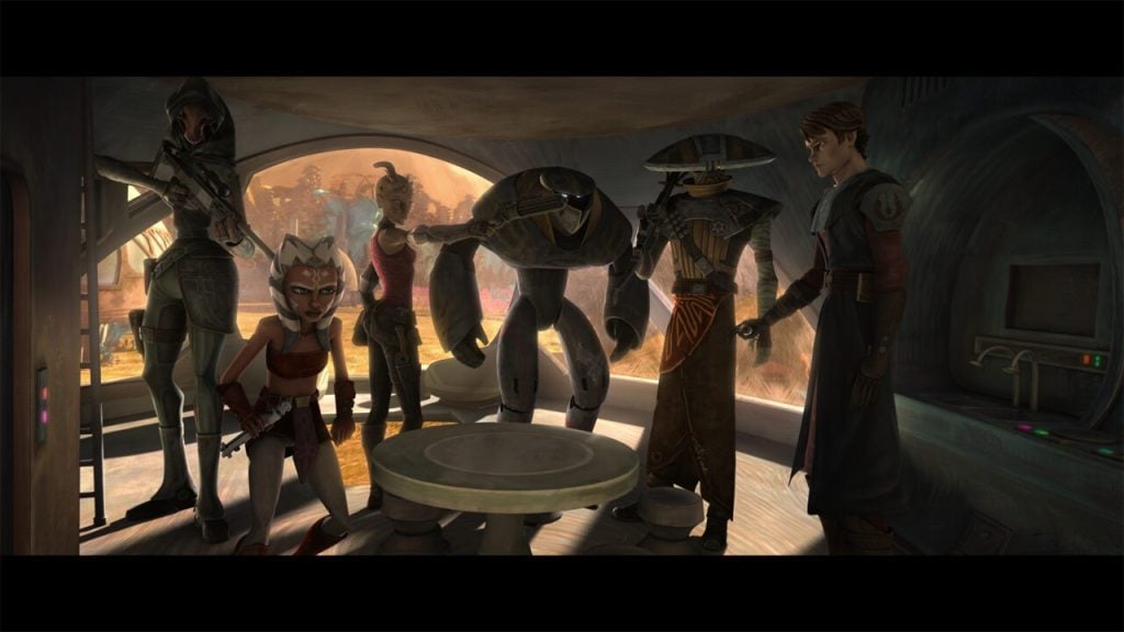 Embo works with Sugi's bounty hunters, Ahsoka Tano and Anakin Skywalker