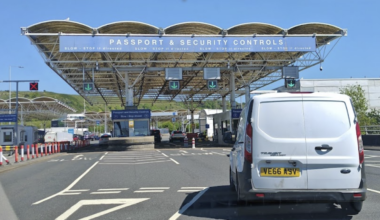 Passport control at Folkestone, UK departure point for boats and vehicles travelling to Europe