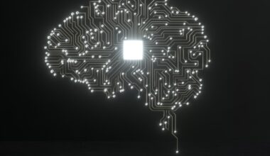 Digital image of artificial intelligence human brain on black background.