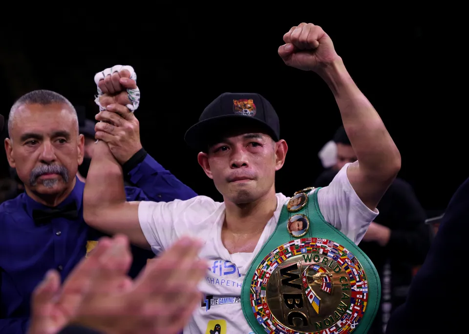 Nonito Donaire with a WBC belt after winning a fight