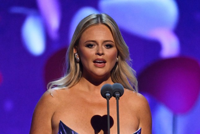 Emily Atack presents on stage at the National Television Awards 2025