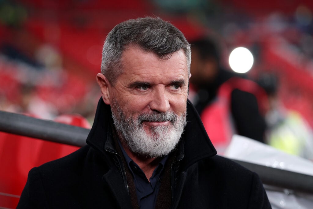 Roy Keane, pundit and former player, looks on prior to the FIFA World Cup 2026 qualifier match between England and Serbia at Wembley Stadium on November 13, 2025 in London, England.