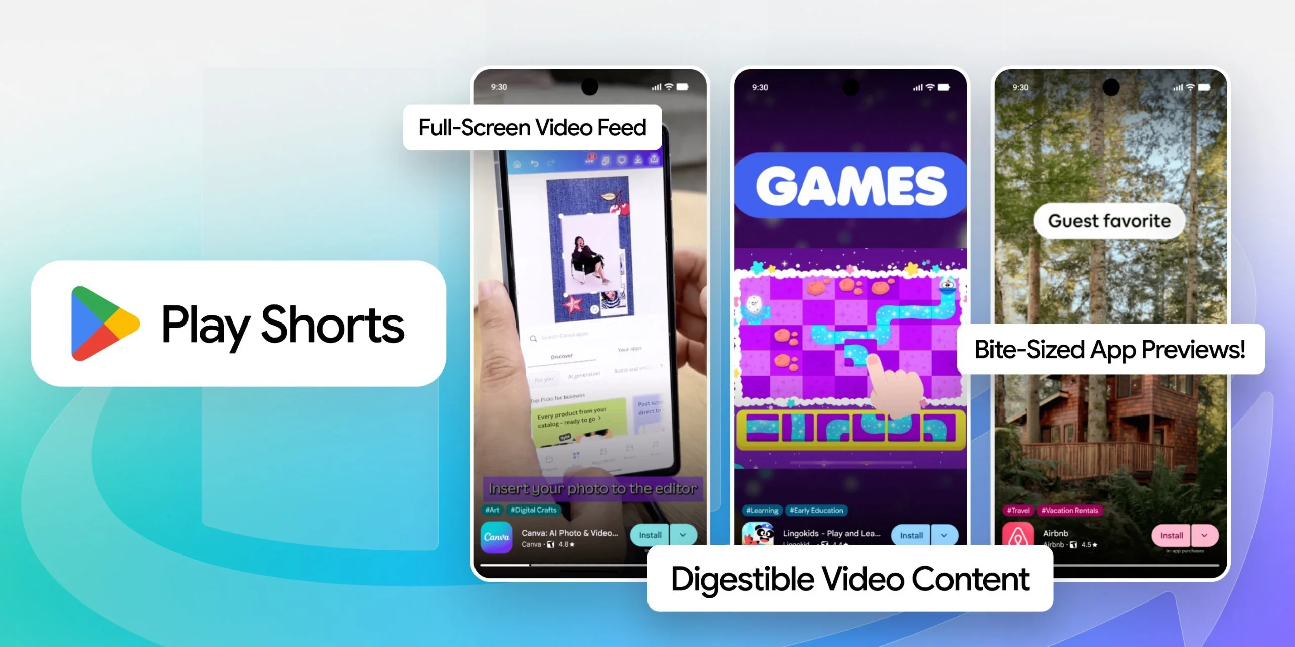 Play Shorts - short videos showing the actual gameplay and functionality of an app | Image by Google - Can't find the right app? Google Play Store's new AI tool is here to help