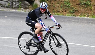 Antonia Niedermaier (CANYON-SRAM zondacrypto) on the attack during stage 1 of the 5th Itzulia Women 2026 in Zarautz, Spain. (Photo by Szymon Gruchalski/Getty Images)