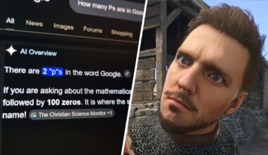 A split image of Google's AI Overview results and Henry from Kingdom Come Deliverance 2