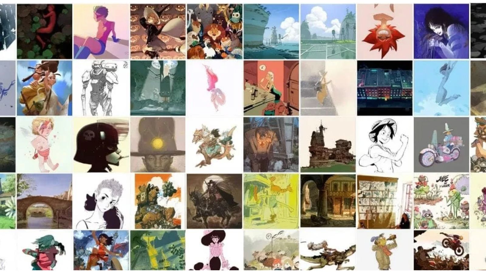 Lots of digital art on a portfolio site