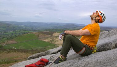 Jesse Dufton on top of 'Bat Out of Hell' in the UK Peak District