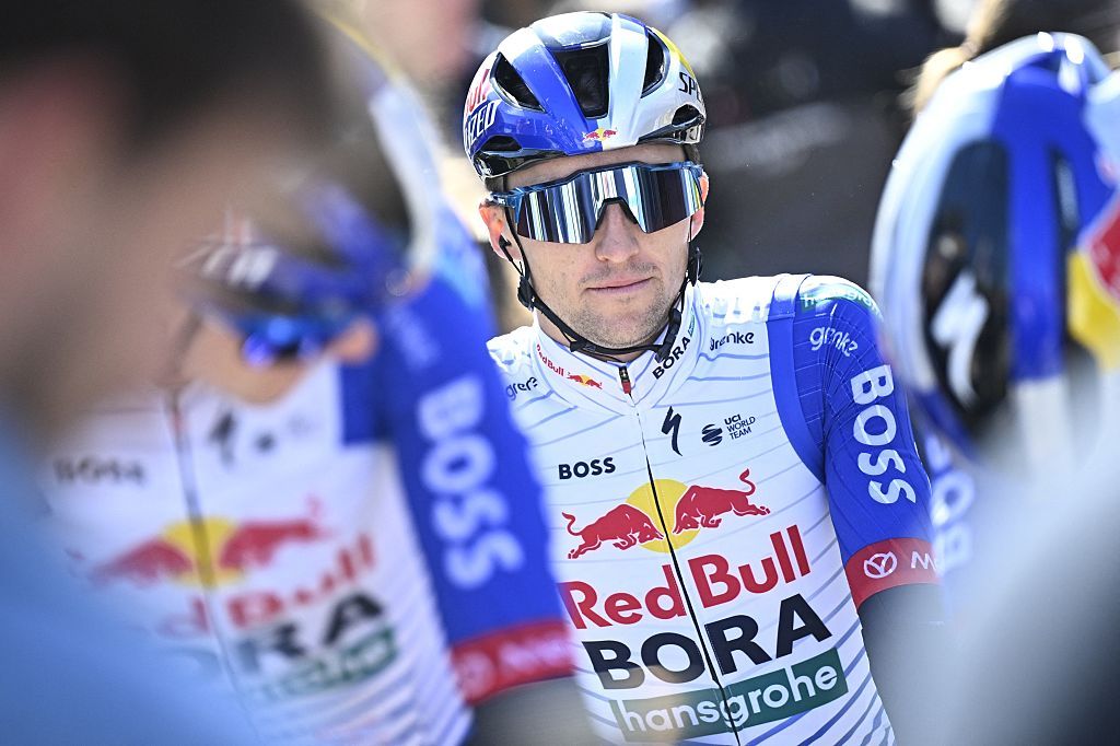 Australian Jai Hindley of Red Bull-BORA-hansgrohe pictured at the start of the men's race of the 90th edition of the 'La Fleche Wallonne', one day cycling race (Waalse Pijl - Walloon Arrow), 200 km from Herstal to Huy, Wednesday 22 April 2026. BELGA PHOTO JASPER JACOBS (Photo by JASPER JACOBS / BELGA MAG / Belga via AFP)