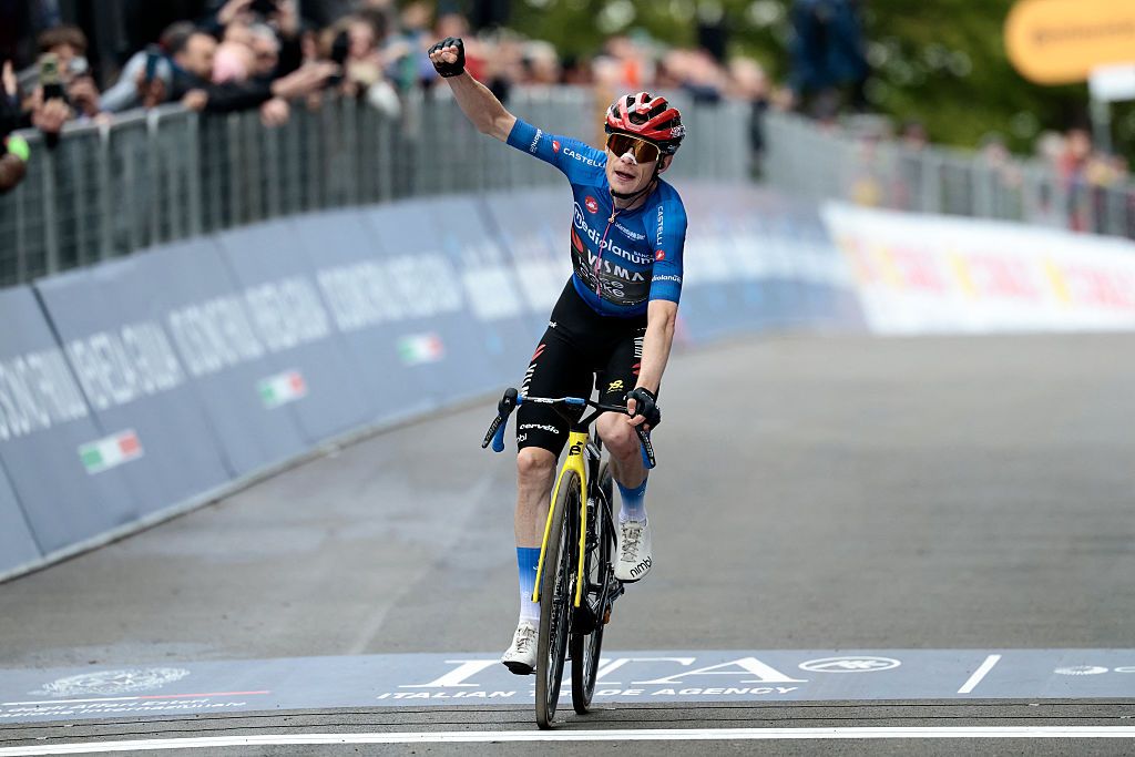 Jonas Vingegaard (Visma-Lease a Bike) wins stage 9 of the 2026 Giro d'Italia 2026 between Cervia and Corno alle Scale. (Photo by Luca Bettini / AFP via Getty Images)