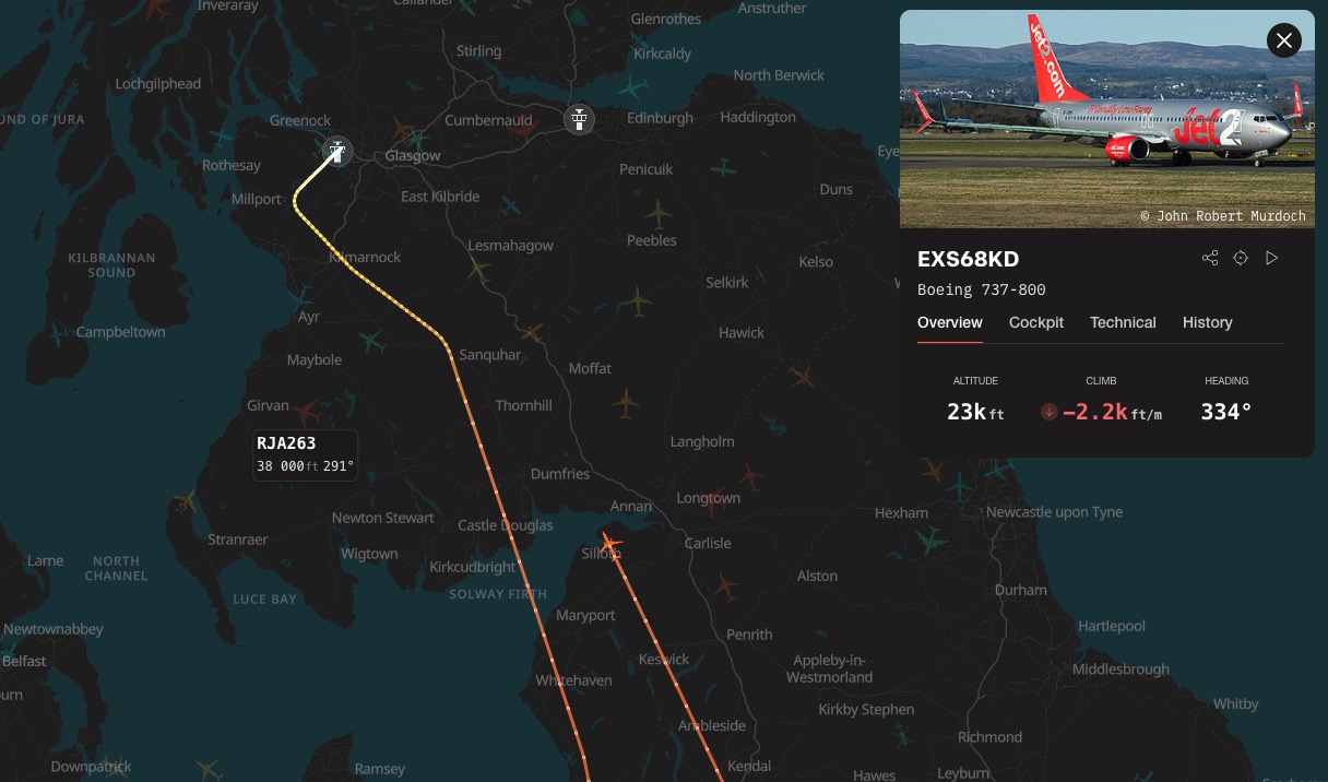 Jet2 flight LS190 is declaring an emergency on approach to Glasgow
