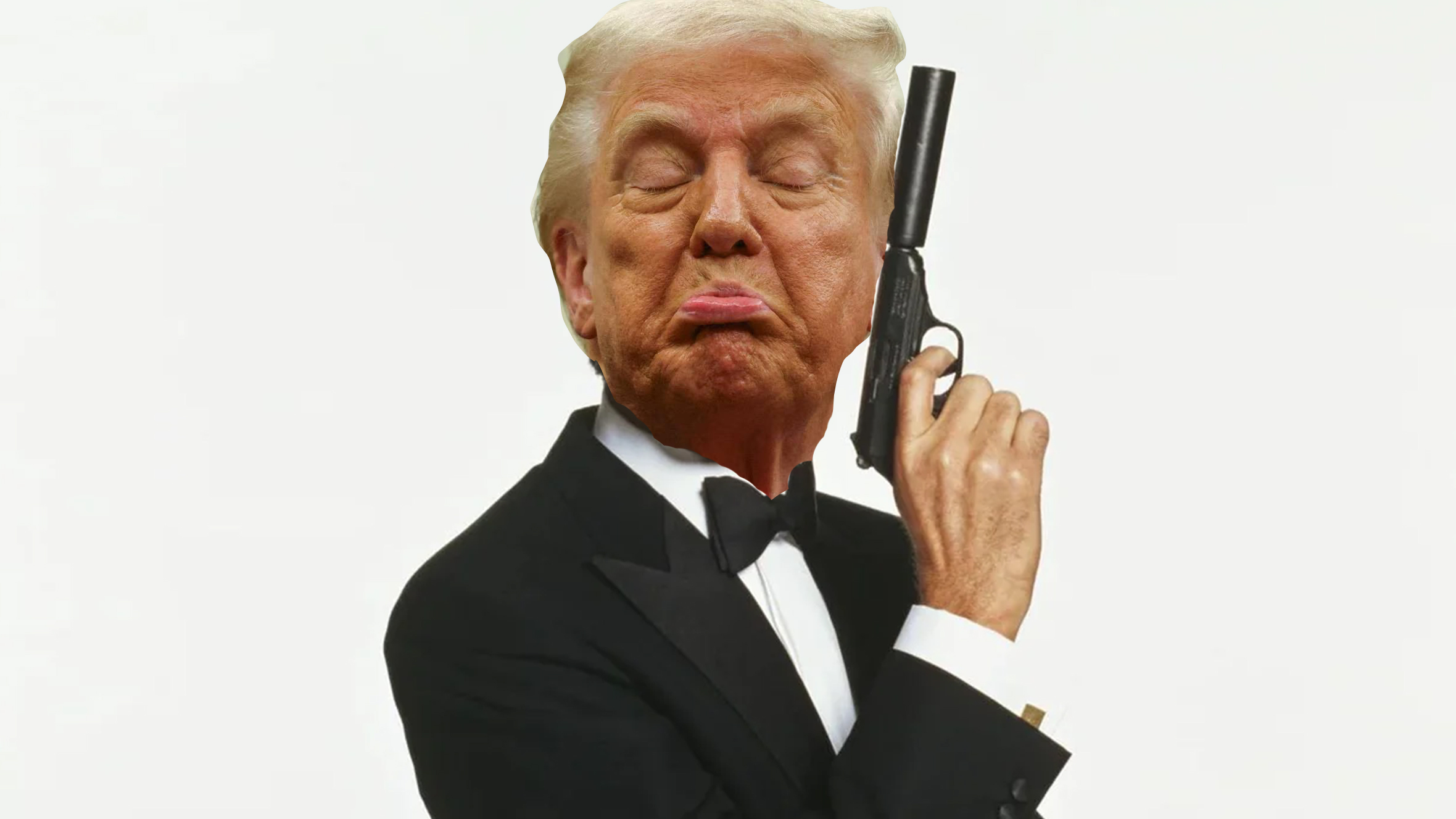 Donald Trump's head on James Bond's body