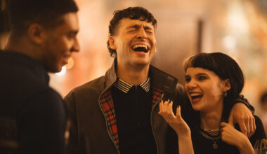 Oli (Jay Lycurgo), Patrick (Anthony Boyle), and Shiv (Lola Petticrew) in I See Buildings Fall Like Lightning.