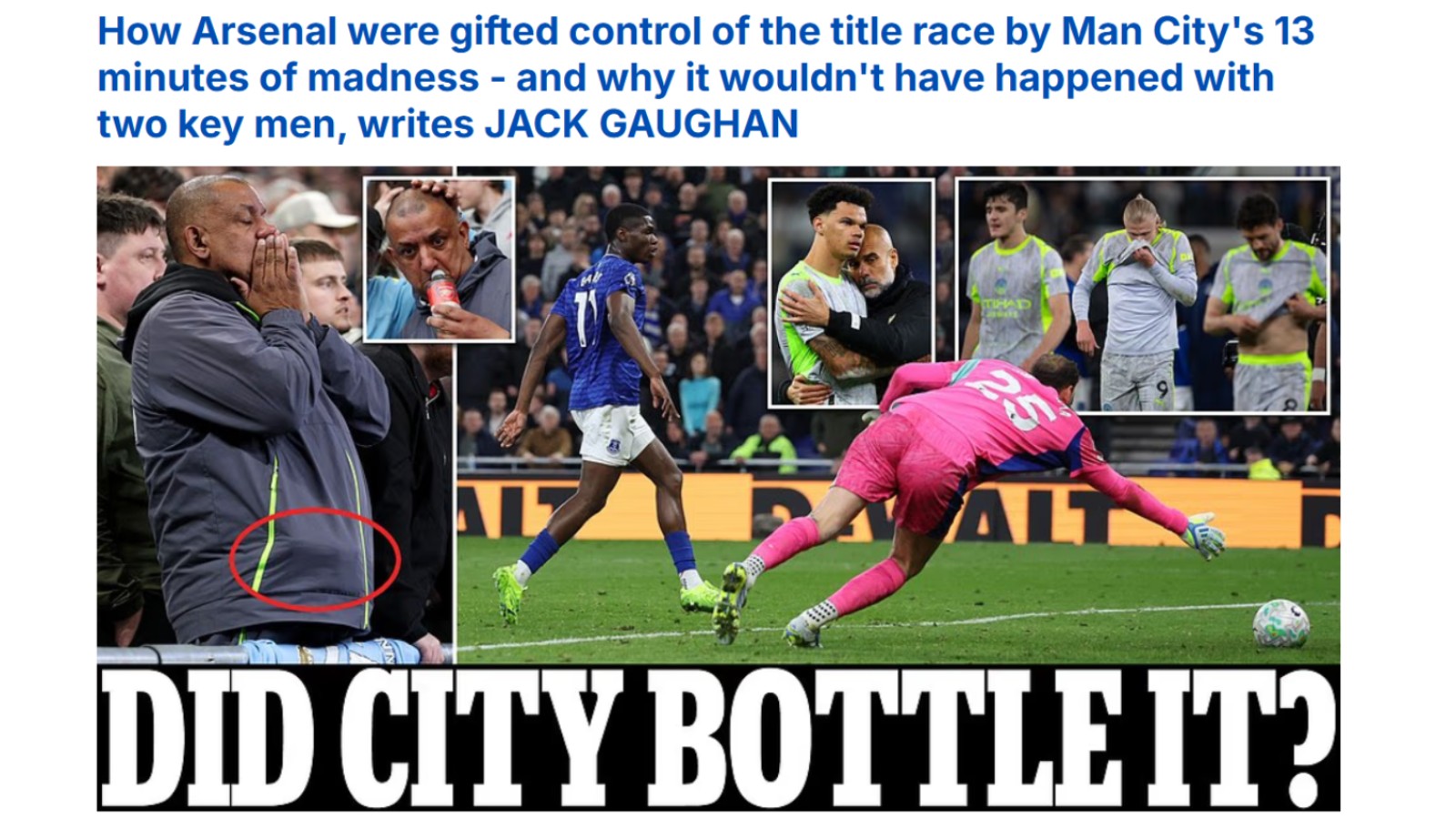 Man City fan demotion confirmed as Arsenal title question screamed but not answered